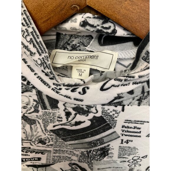 No Comment NY.LA Medium Womens Long Sleeve Newspaper Print Cropped Turtleneck To - Picture 3 of 7